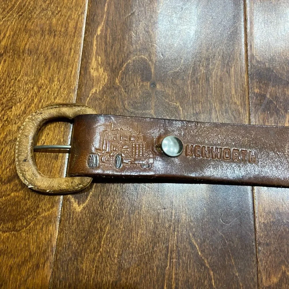 Kenworth Vintage Trucker G.I. Joe Brown Leather Embossed Belt Men's Size 30